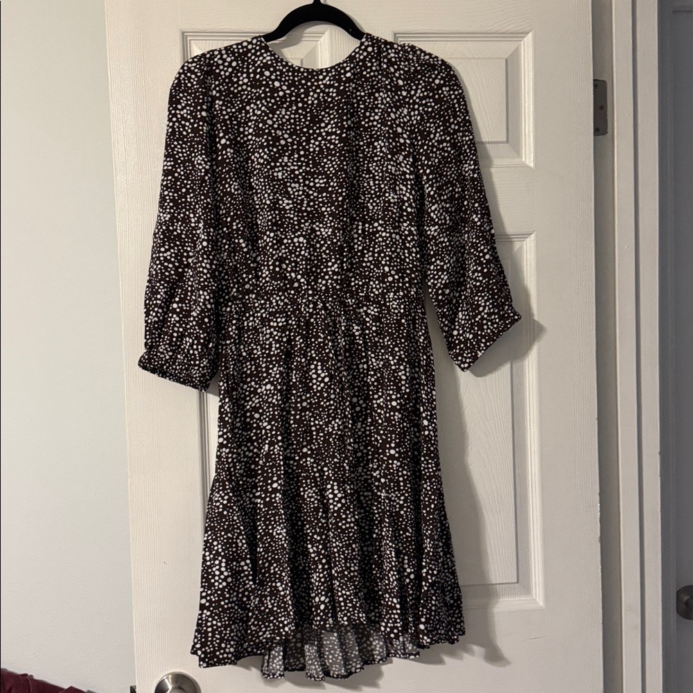 LOFT Brown and White Polka Dot Top